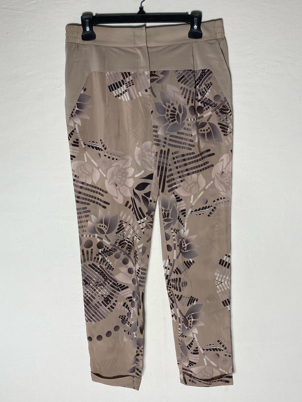 Stella and Jamie Semi Sheer Floral Print Cropped Trousers Pants Size S